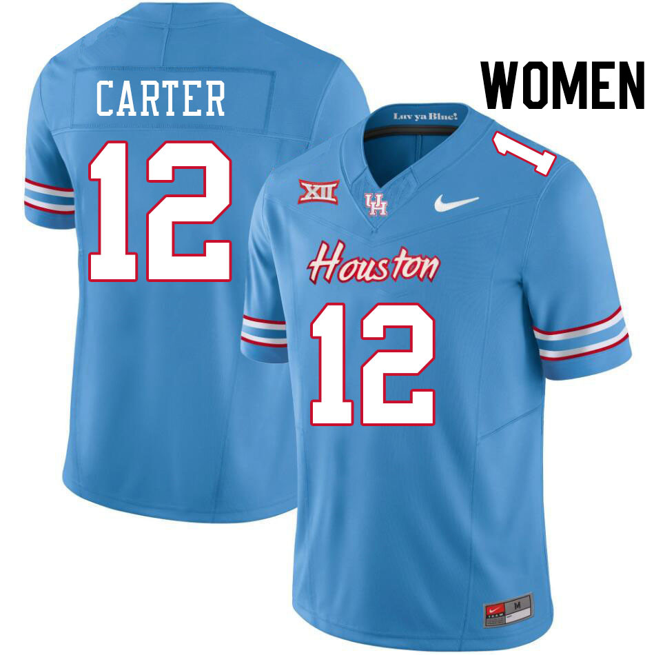 Women #12 Ajani Carter Houston Cougars College Football Jerseys Stitched-Oilers